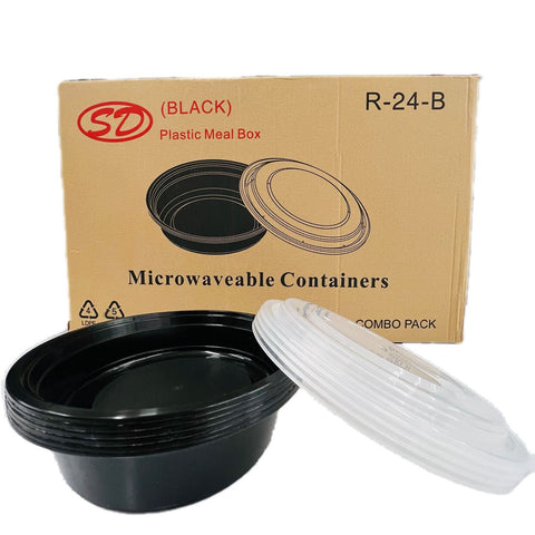 SD R-24-B Lunch Box Round (Black) 24oz / 150 Pack (56*19*35.5cm) / Case