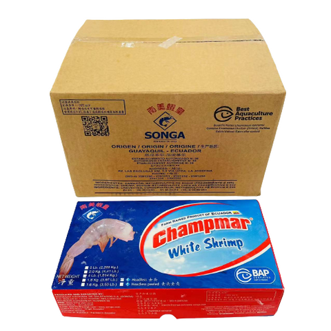 Songa Champmar White Shrimp Whte Hdls Shl 61/70 size 6*4LBS/Case