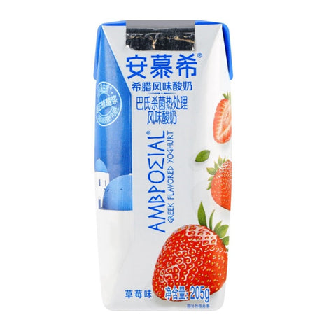 安慕希 希腊风味酸奶 草莓味 205克*12瓶*8盒/箱