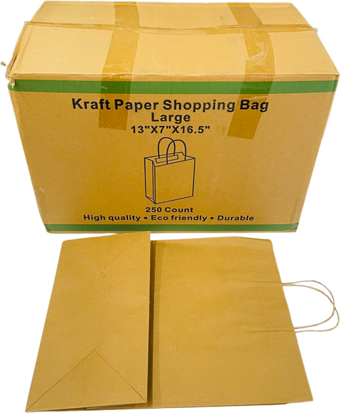 PB-10713K Paper Bag W Handle Medium-250/Case