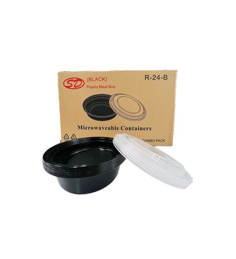 SD R-24-B Lunch Box Round (Black) 24oz / 150 Pack (56*19*35.5cm) / Case