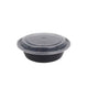 Lunch Box Round Plastic Container Black And Lids 32oz 150 Pack/Case
