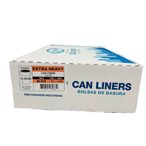 Big Black Trash Bag 55-60 Gal /36im*58in/ 1.5 Mil /100 pc/ 20.88 LB/ Case
