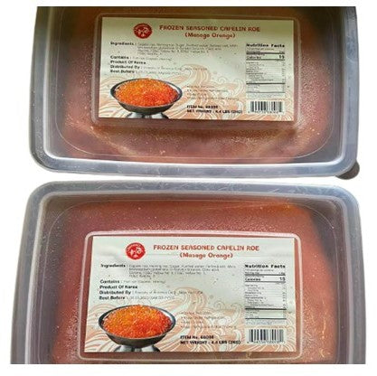 Frozen Seasoned Capelin Roe Masago Orange 4.4LBS*4boxes/Case ($65/Box)